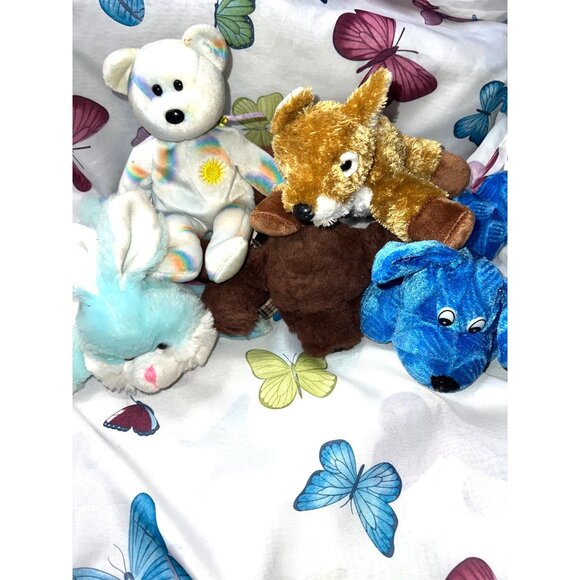 5 Plush Animal Toy Bundle Bear 2-Dogs Rabbit & Squirrel Soft Material Approx 6-8 - Picture 1 of 6